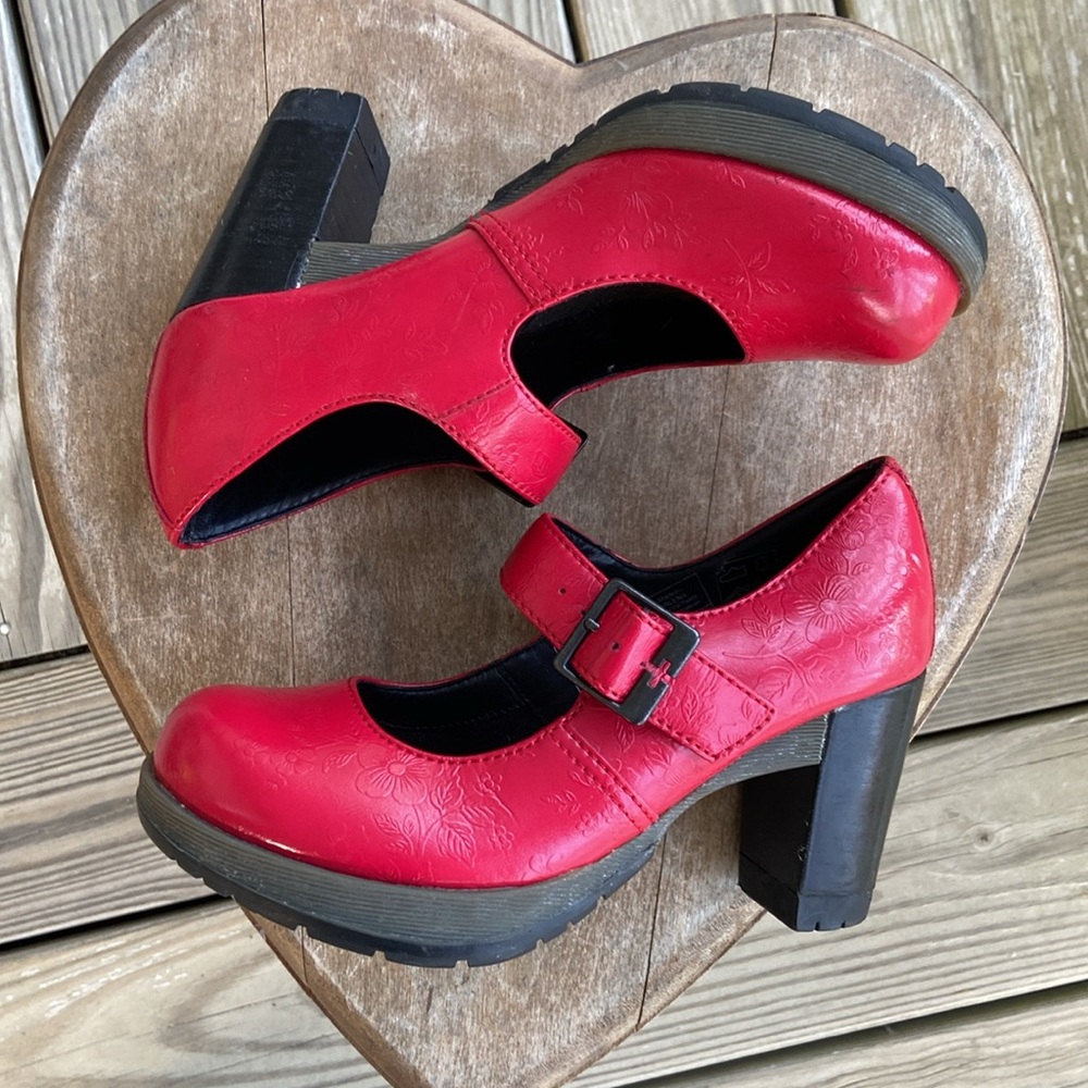 Rare! Vintage Dr. Martens Red Leather Marlena Mary Jane Pumps Women's Size 5 - Picture 8 of 12